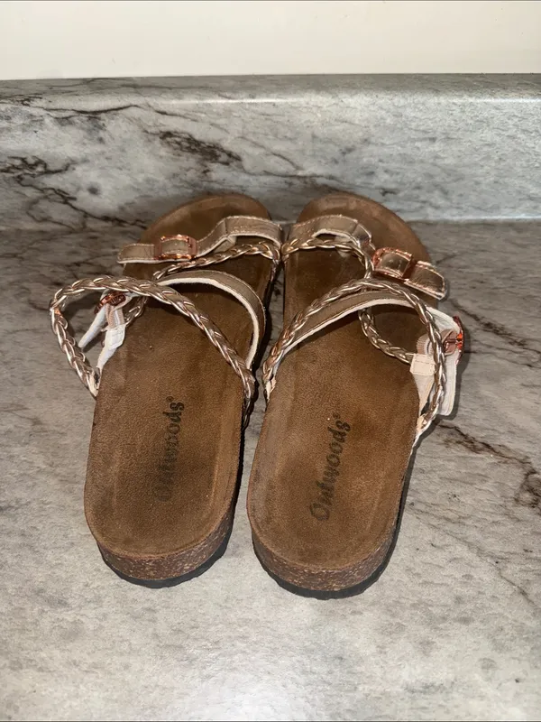 Outwoods Braided Metallic Slide Sandals - Rose Gold - Image 7