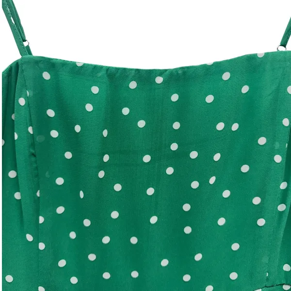 Lulus Nellie Green Polka Dot Ruffled Midi Dress size Large NWT - Image 7