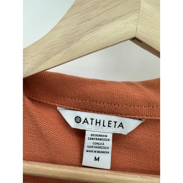 Athleta Sweatshirt‎ Women MEDIUM NWT Orange Sunbaked Clay Retroterry Polo - Image 6