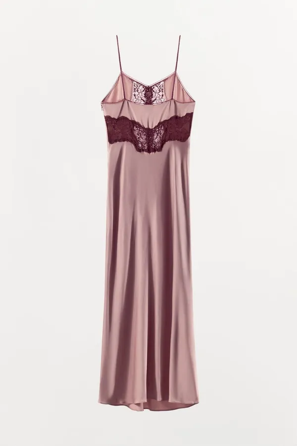 NWT Zara dusty pink satin effect lace dress. Size Small - Image 4