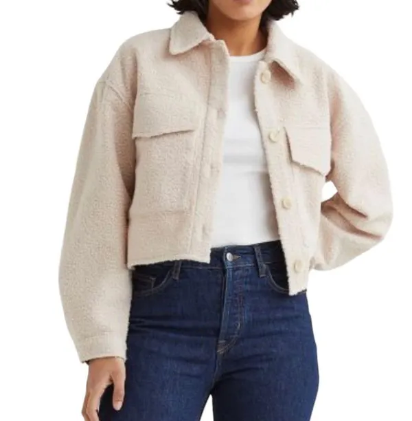 Divided  cropped teddy jacket - Image 3