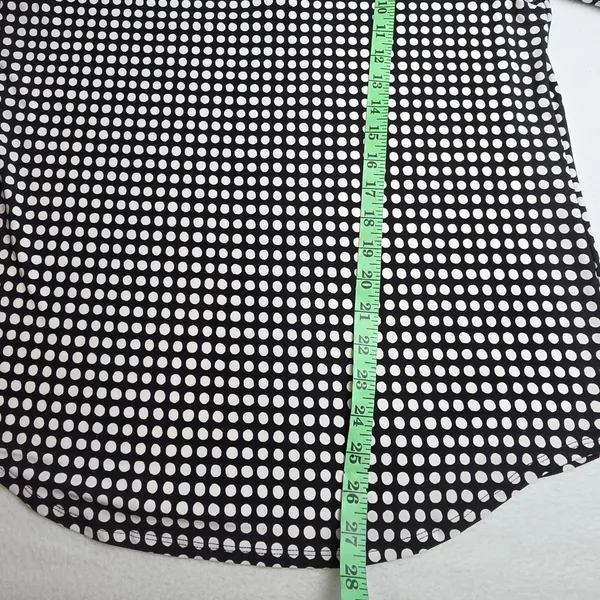 Anne Klein NWT Womens Polka Dot Split Neck Long Sleeve Blouse Black White Size M - Image 8