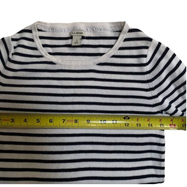 L.L.Bean Size S White Navy Striped Blend Ribbed Pullover Sweater Nautical - Image 6