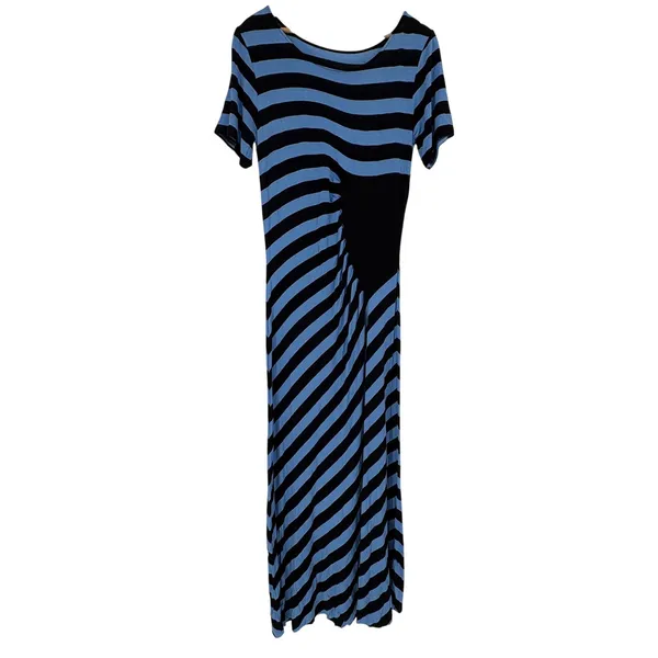Anthropologie Moth Striped Maxi Dress Y2K 90s Coastal Cool Girl Stretch Nautical - Image 3