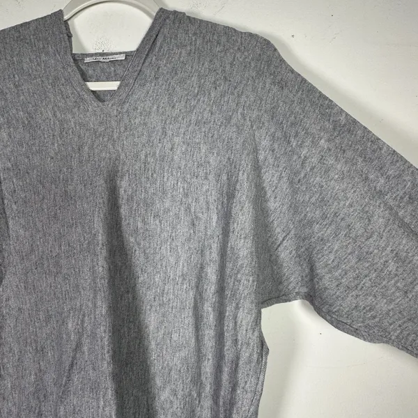 Vila Milano Womens Grey V-Neck Batwing Sleeve Hooded Knit Sweater Top‎ Size S - Image 7