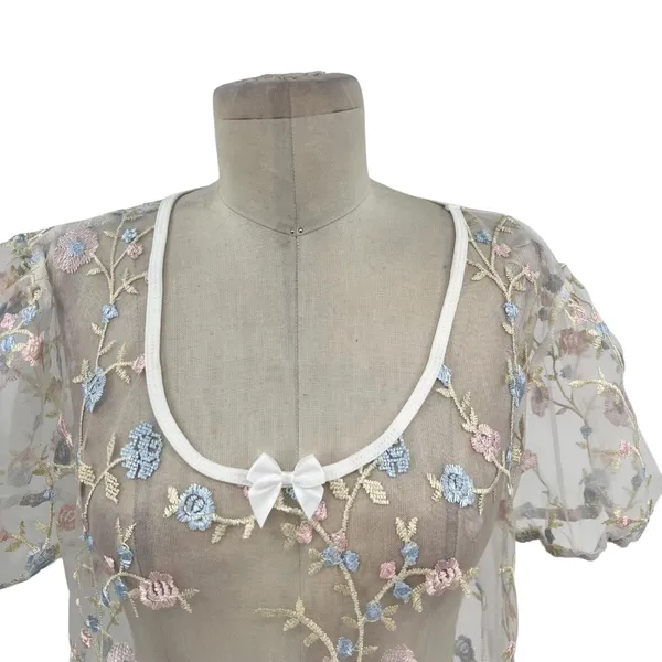 Dolls Kill Sugar Thrillz Forbidden Garden Dress‎ Embroidered Floral Sheer Medium - Image 3