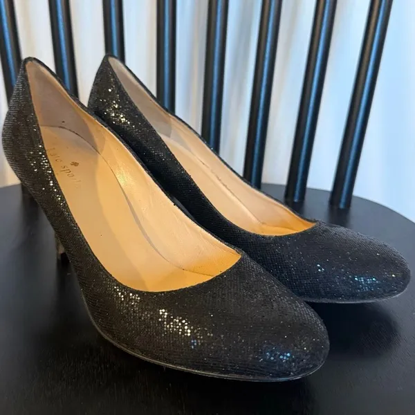 Kate Spade black glitter round toe pumps heels 8 - Image 3