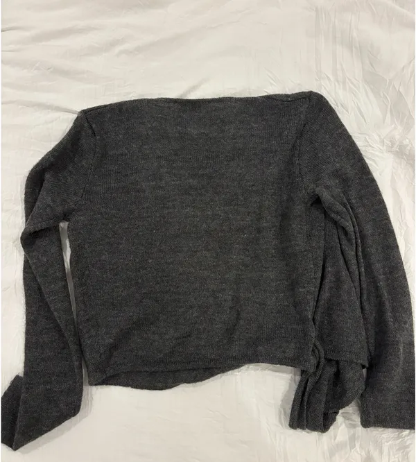 John Galt Brandy Melville Wrap Sweater Dark Gray - Image 3