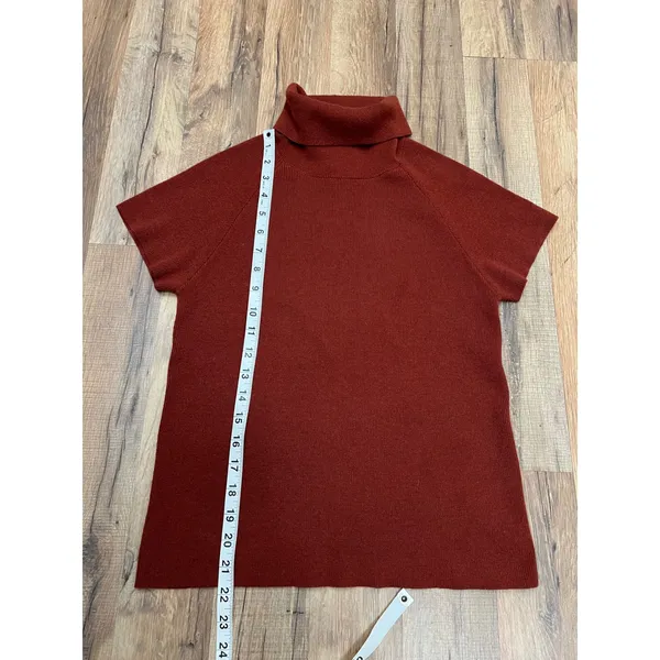 Luca Luca 100% Cashmere Rust‎ Short Sleeve Turtleneck Sweater L - Image 8