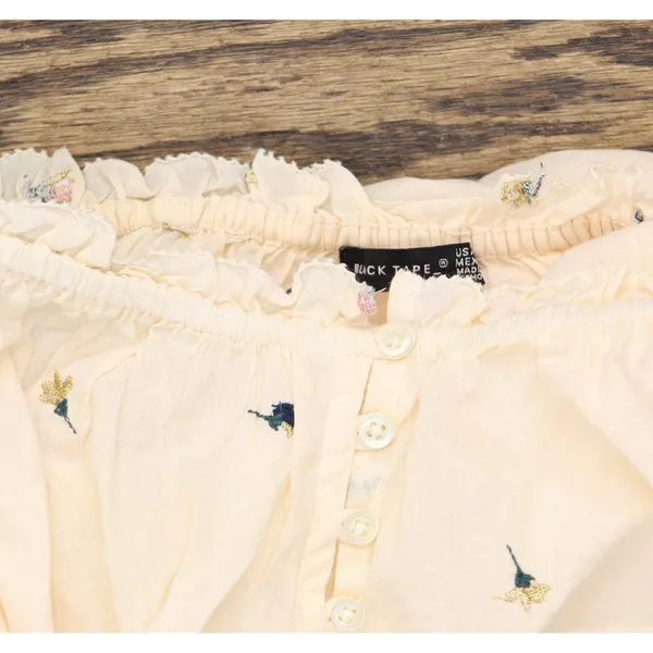 NWT Black Tape Size Printed Cotton Flutter-Sleeve Top Garden Way Off white 2X - Image 9