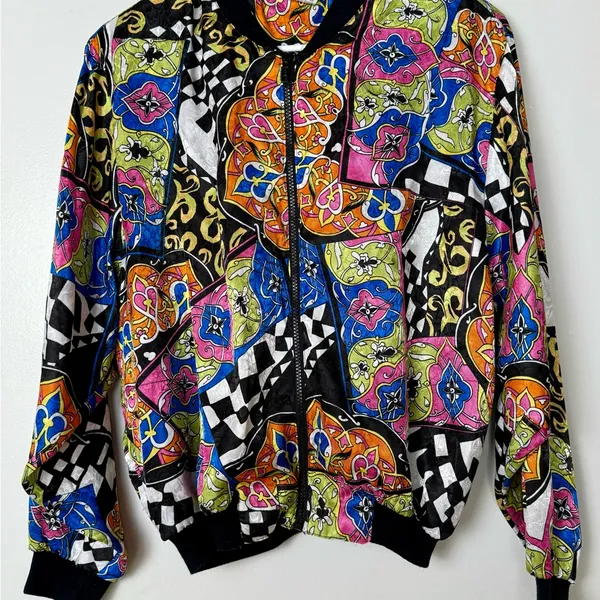 Colorful Patterned‎ Women's Jacket Black Size M - Image 2