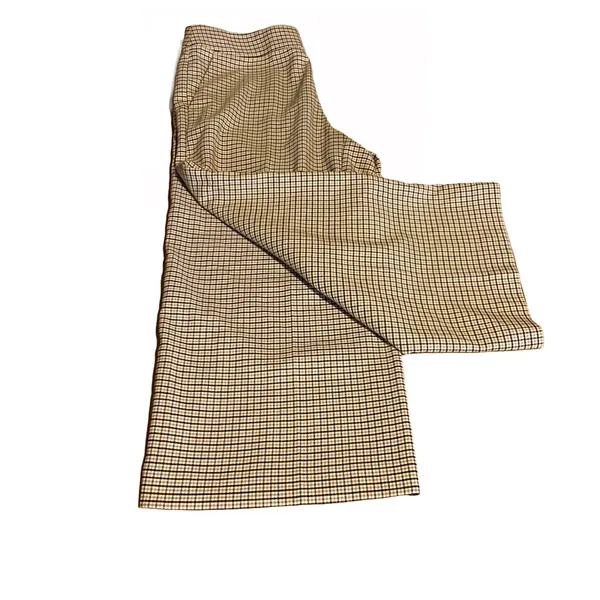 Loft Tan & Black Cropped Wide Leg Plaid Trousers (10) - Image 9