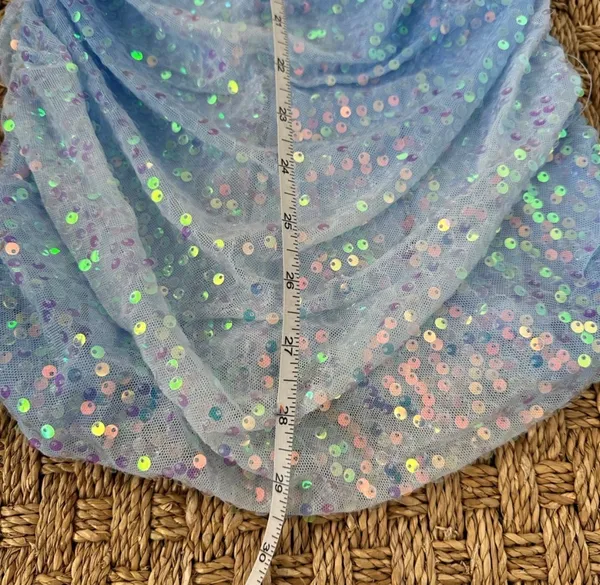 Windsor Light Blue Sequin Mesh Strapless Ruched Bodycon Mini Dress Size M - Image 8