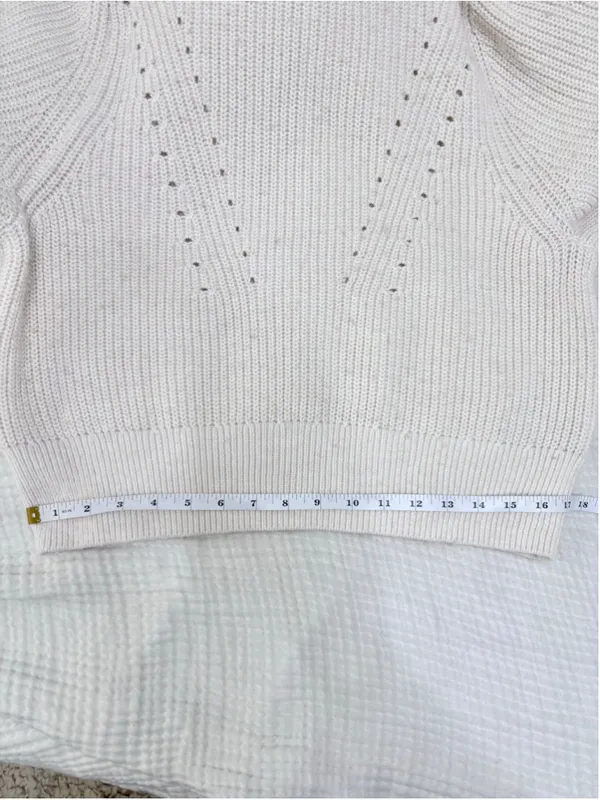 Women's H&M Cream Turtleneck Sweater Size S Ribbed Knit - Image 8