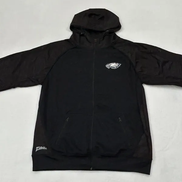 National Football League Philadelphia Eagles Football Zubaz Black Full Zip Hoodie Sweatshirt Size l - Image 2