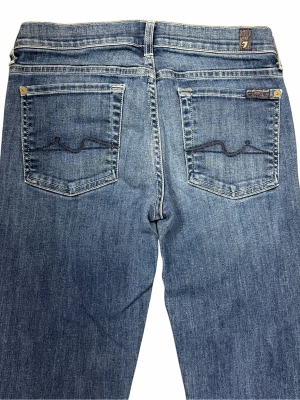 7 For All Mankind Bootcut Jeans 27 Medium Wash Blue Denim Y2K Vibe Long Inseam - Image 6