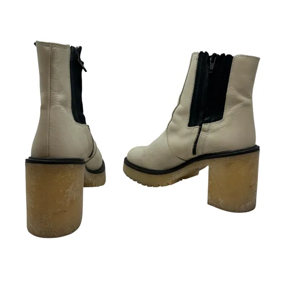Free People James Chelsea Boots Ankle Leather Bone Cream White Size‎ 39 US 8.5 - Image 10