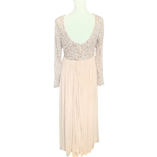 Maya Deluxe Maternity Sequin Tulle Maxi‎ Dress muted Blush Pink Size 8 fairycore - Image 3