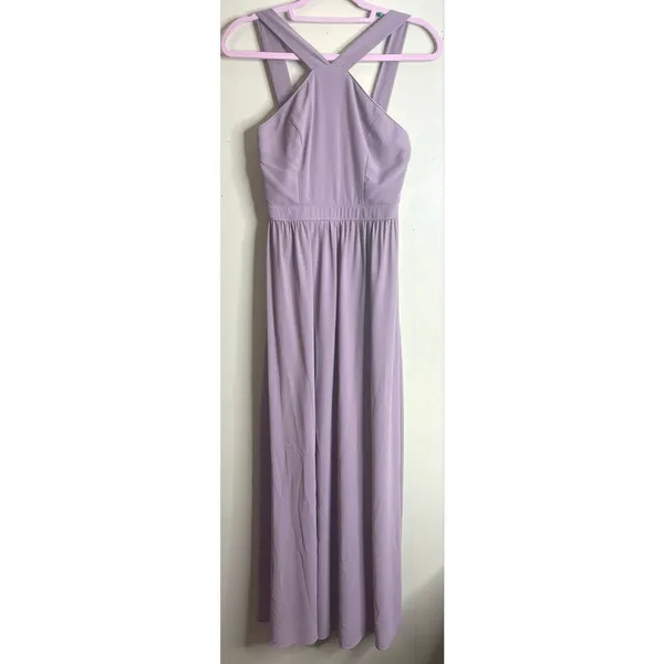 Lulus Air of Romance Mauve Maxi Dress halter neckline, seamed bodice, size small - Image 3