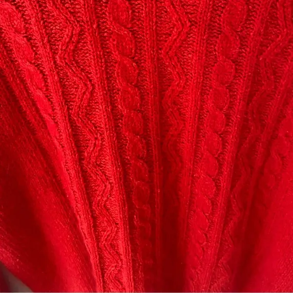 80s Vintage Red Angora Silk Sweater M Cable Knit Pearl Buttons Retro Twee Preppy - Image 12