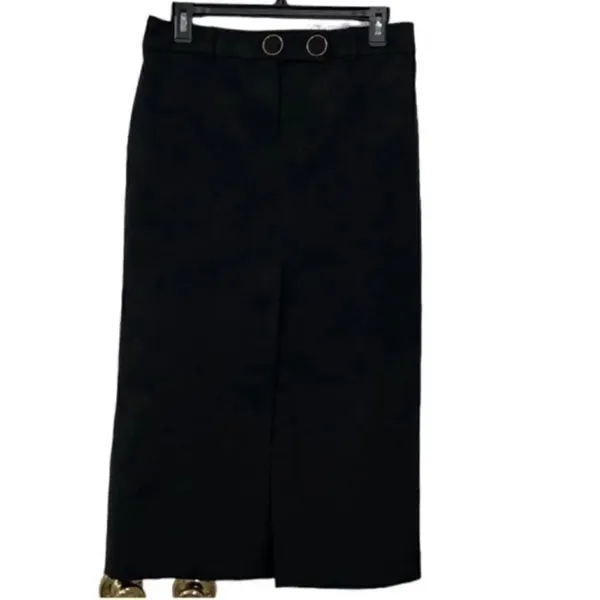Zara Black Midi Front Slit Skirt(Size Small) - Image 4