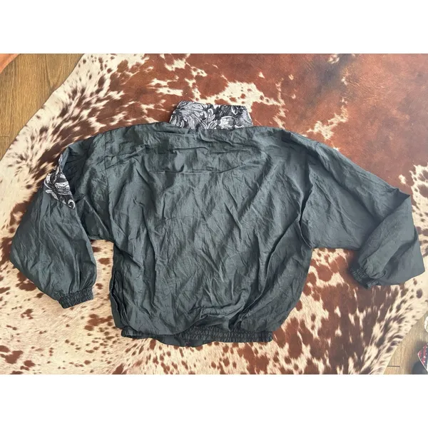 basic Rituals Women's Windbreaker Jacket Full Zip tooled leather pattern S 90s - Image 4