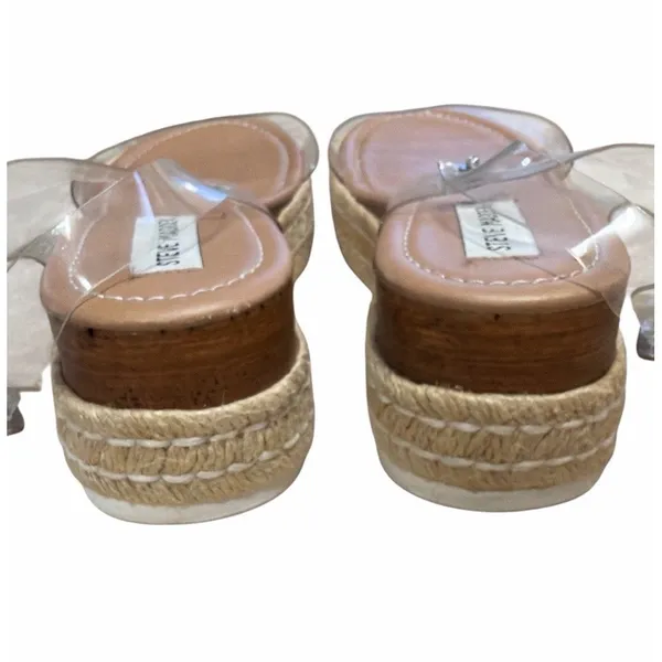 Steve Madden Clear Strappy Chunky Platform‎ Espadrille Wedge Sandal Shoes Size 8 - Image 5