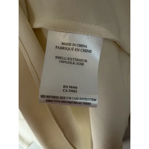 Theory 100% Silk Ivory V Neck Blouse Long Sleeve Women's Sz S EUC - Image 4