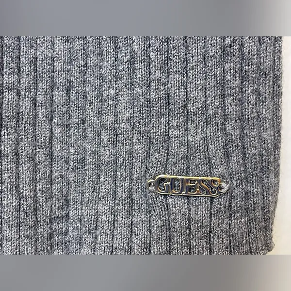 Guess Women’s Gray Ribbed V-Neck‎ Long Sleeve Open Back Top Size M - Image 5