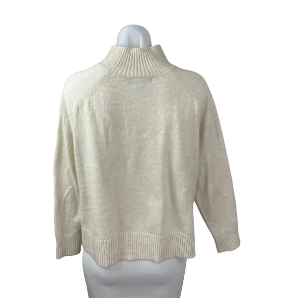Banana Republic Women's Beige Long Sleeve Turtleneck Knit Sweater Top Size M - Image 4