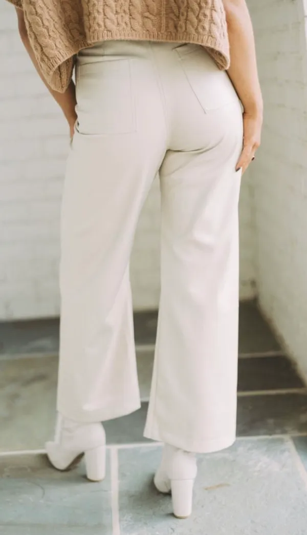 These Three Boutique Beige Leather Pants - Image 3