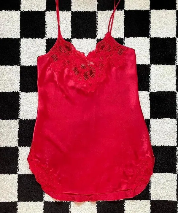 Vintage Victoria’s Secret Red Satin Slip Dress M - Image 2