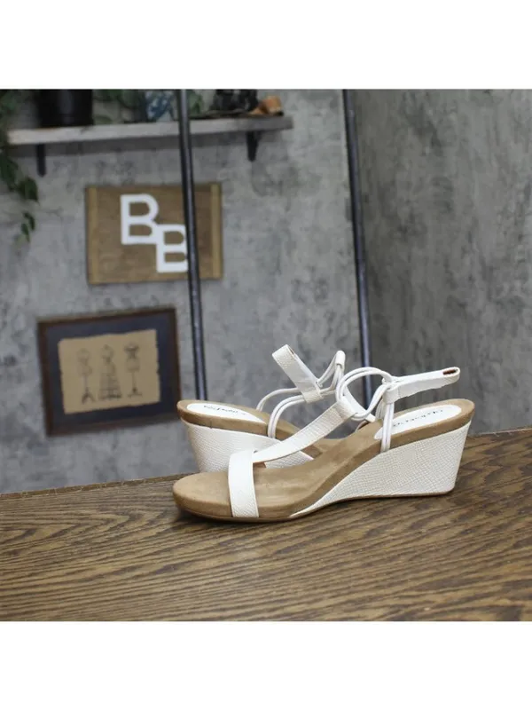 NWT Style & Co. Mulan Wedge Slip On Open Toe Textured Elastic Sandals White 6.5M - Image 13