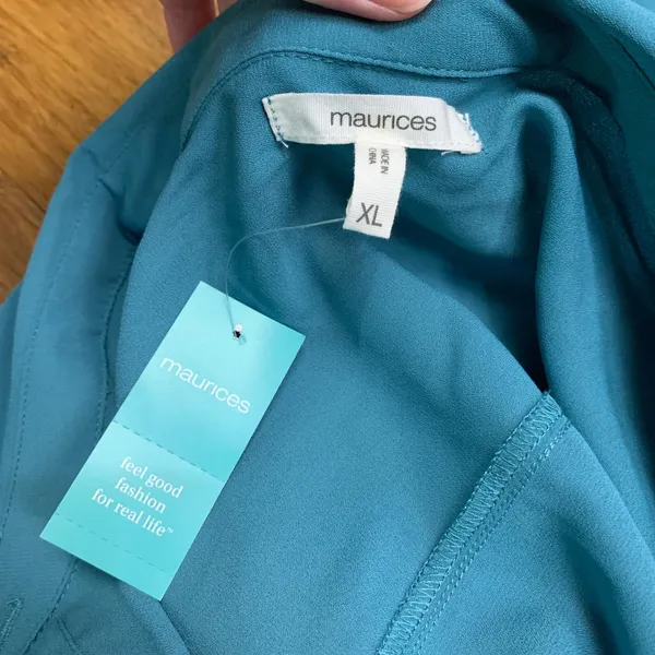 Maurices Button Down Top Womens Size XL Teal‎ Knot Front Long Sleeve Blouse NWT - Image 5
