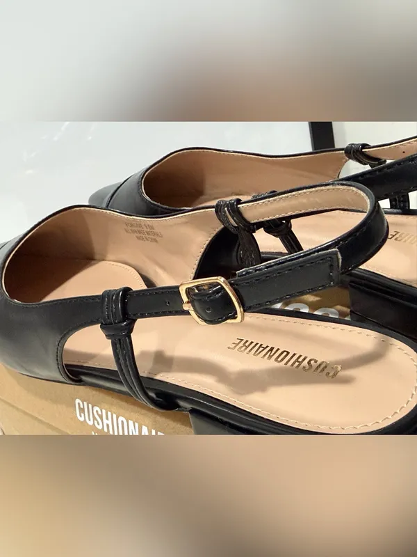 Cushionare Black Pointed Slingback Flats with Memory Foam 9.5 - Image 8