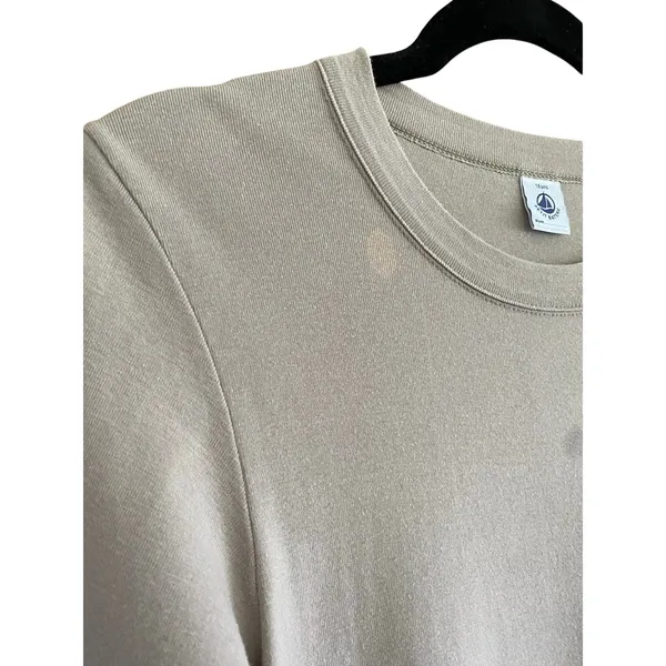 Petit Bateau Crewneck Light Tan Long Sleeve Tee Size XS - Image 4