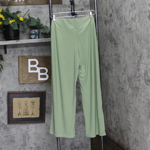 NWT Ny Collection Womens Tie Front Knit Sash Pants PITP0788S Oil Green PL - Image 3