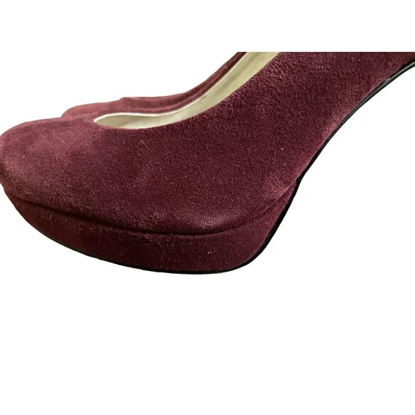 Michael Kors Platform Heals Womens 6M Used Burgundy Suede Heels - Image 14
