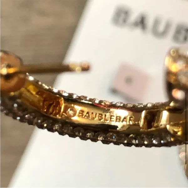 New Baublebar Carina Gold Pavé Crystal Encrusted Huggie Hoops earrings - Image 8