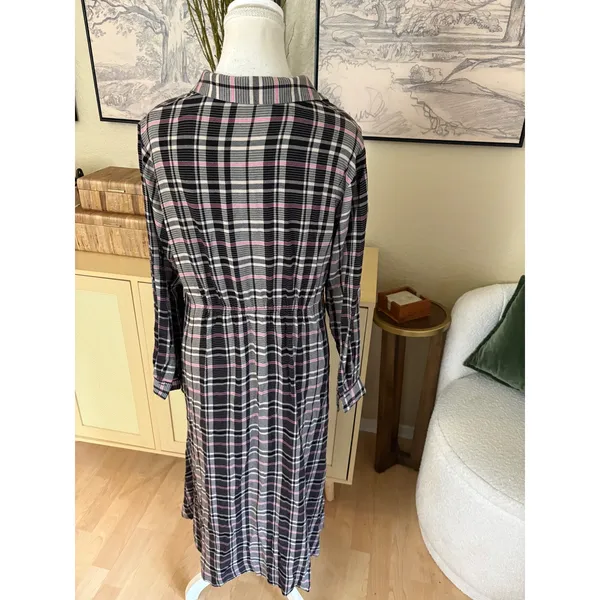 HATCH Alyssa Plaid Button Down Maxi Dress Maternity‎ Size 1 Small Black - Image 4