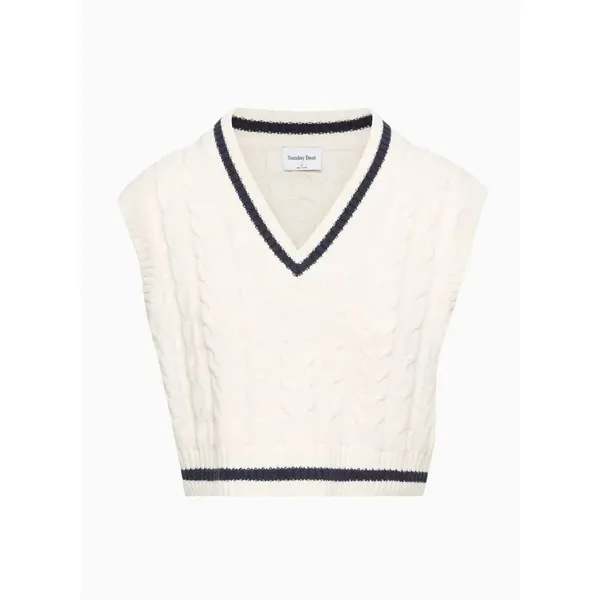 Aritzia Sunday Best Winston Sweater Vest Cream XXS Old Money Wool Blend - Image 2