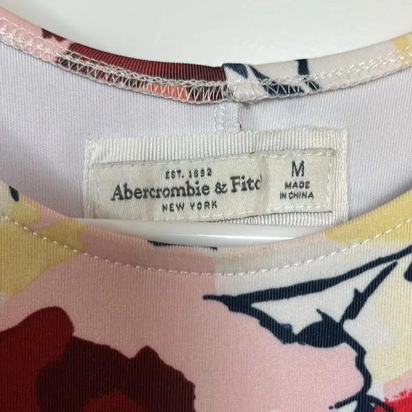 Abercrombie & Fitch Sleeveless Floral Fit & Flare Scuba Dress - Image 2