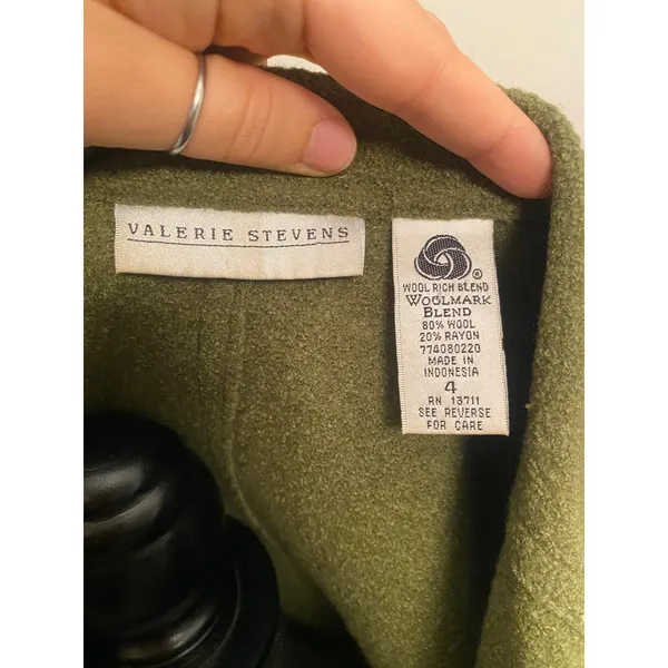 Vintage Valerie Stevens Wool Blend Jacket Blazer Button Textured Patch Pocket - Image 5