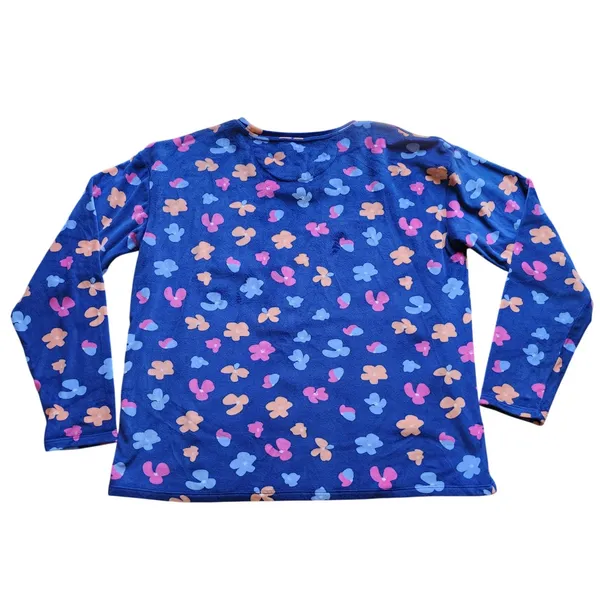 Marleylilly Pajama Women M Blue Floral Plush Long‎ Sleeve Short Set - Image 3