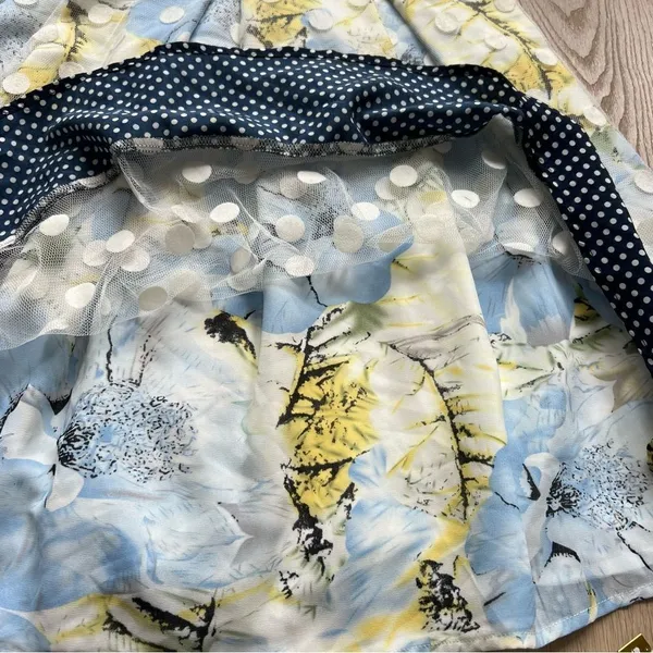 RYU Anthropologie Tulle Fit and Flare Floral Dress Mesh Polka Dot Overlay NWT - Image 11