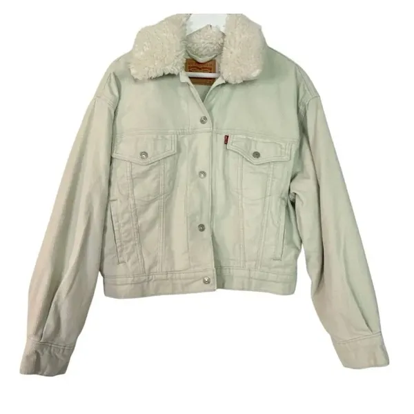 Levi’s mint corduroy Sherpa bomber jacket smwll - Image 3