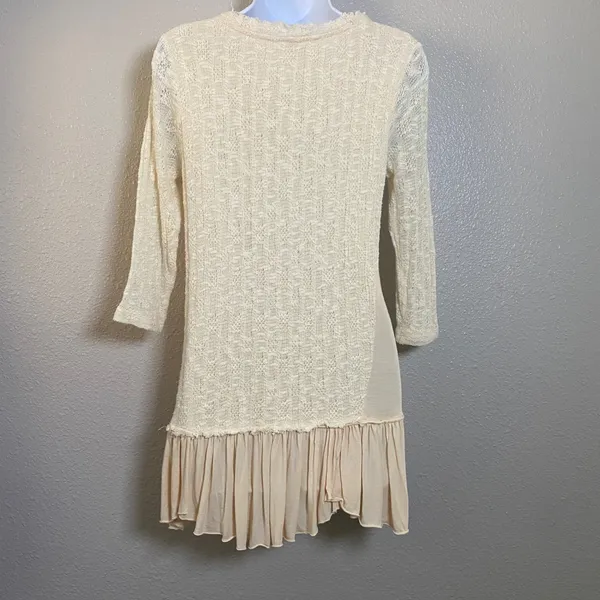 Cupio‎ Cream Knit Ruffle Feminine Angelcore Mori Kei Lagenlook Casual Top S - Image 2