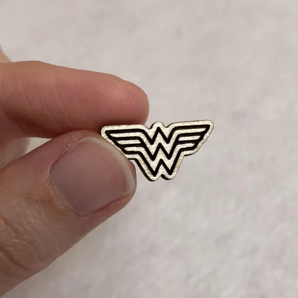 Wonder Woman Logo Wood Stud Earrings - Image 2