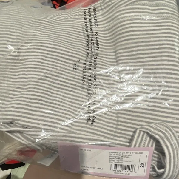 Wild fable Women's Gray White Striped Cotton Knit Tank Shorts Pajama Set 2xl - Image 3