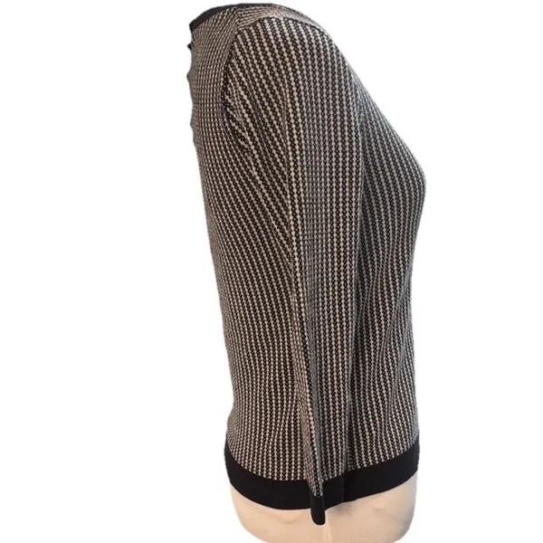 Ann Taylor Navy & White Silk Cotton Textured Sweater – Size Small - Image 4